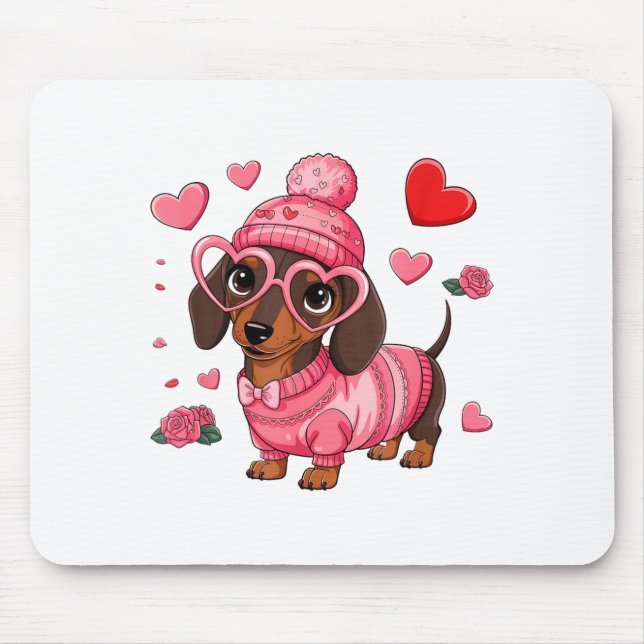Alfombrilla De Ratón Funny Dog Dachshund Valentines Heart Dog Lover Men (Frente)