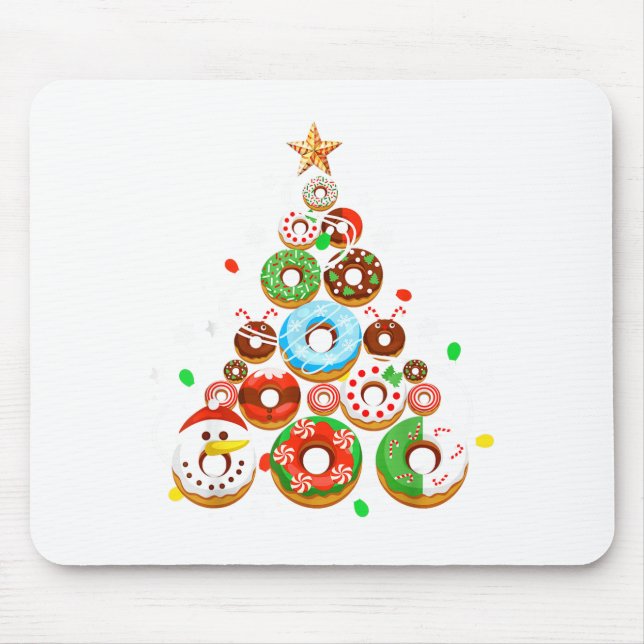 Alfombrilla De Ratón Funny Donuts Christmas Tree Lights Xmas Pjs Boys K (Frente)