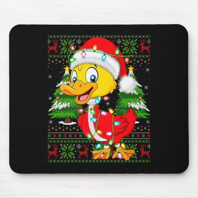 Alfombrilla De Ratón Funny Duck Christmas Lights Santa Costume Ugly Xma (Frente)