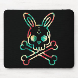 Alfombrilla De Ratón Funny Easter Bunny Retro Tie Dye Bunny Skull Cross