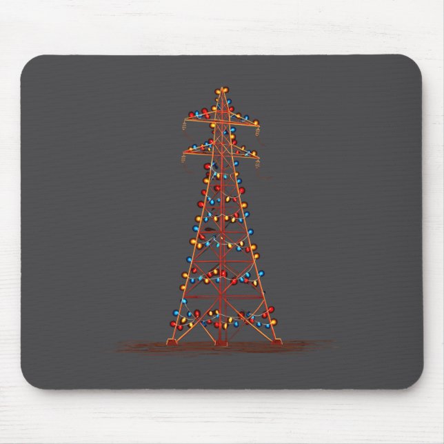 Alfombrilla De Ratón Funny Electric Pylon Christmas Graphics Lights Lov (Frente)
