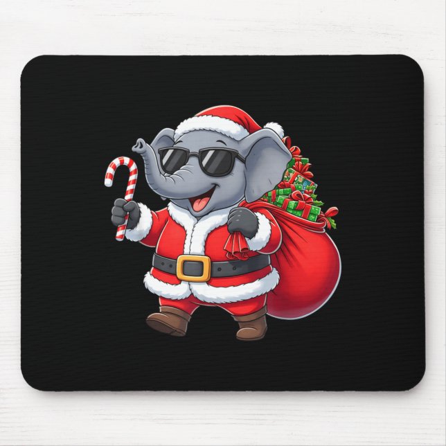Alfombrilla De Ratón Funny Elephant Christmas Santa Outfit Xmas Boys Gi (Frente)