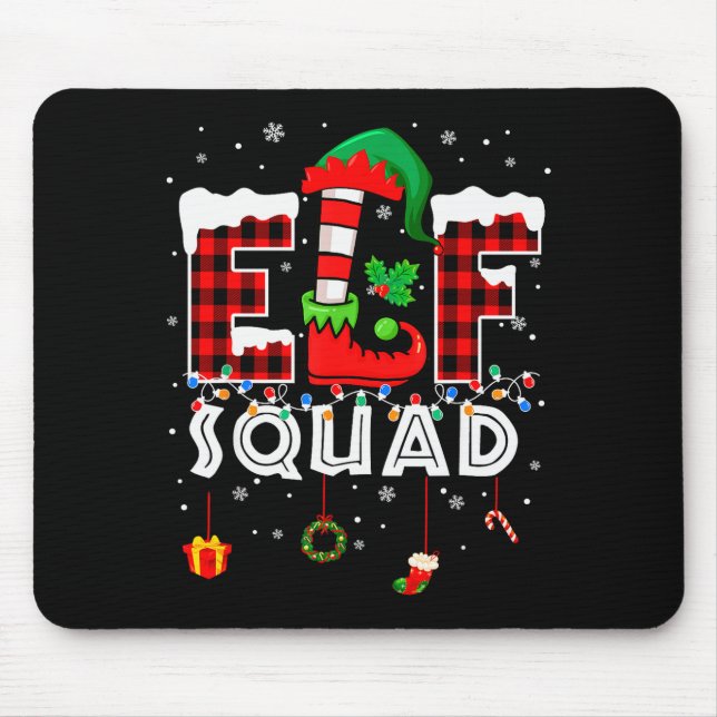 Alfombrilla De Ratón Funny Elf Squad Christmas Family Matching Pajamas  (Frente)
