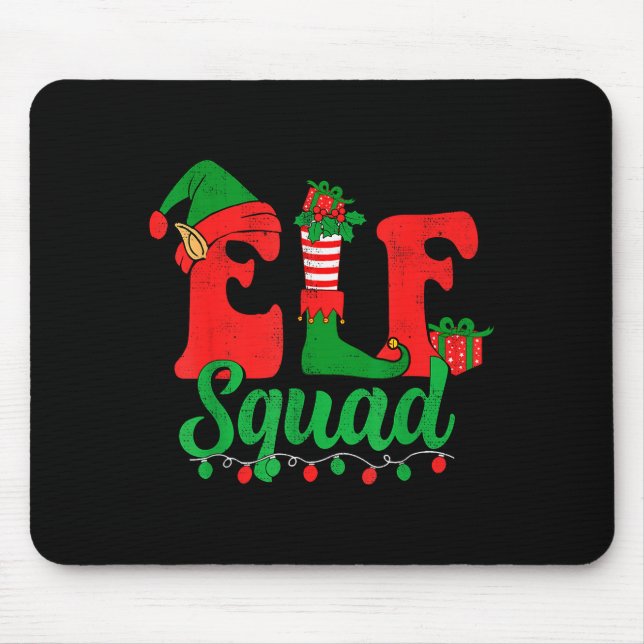 Alfombrilla De Ratón Funny Elf Squad Santa Hat Family Matching Christma (Frente)