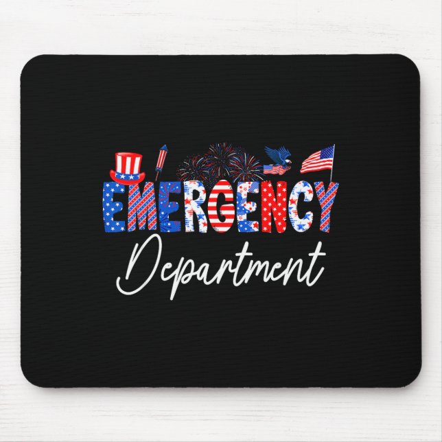Alfombrilla De Ratón Funny Emergency Department Er Nurse Usa Flag 4th O (Frente)