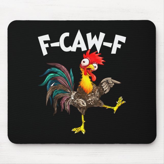 Alfombrilla De Ratón Funny F-awk-f Chicken F-caw-f Rooster Pun Retro  (Frente)