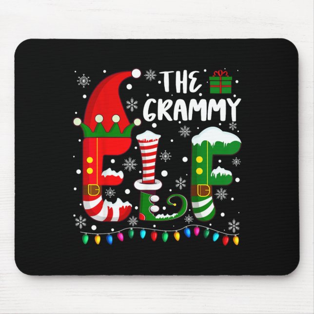 Alfombrilla De Ratón Funny Family Matching Pajamas Grammy Elf Christmas (Frente)