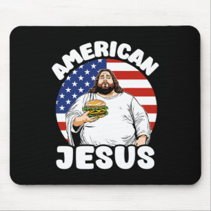 Alfombrilla De Ratón Funny Fat American Jesus Hamburger Sarcástico 4O