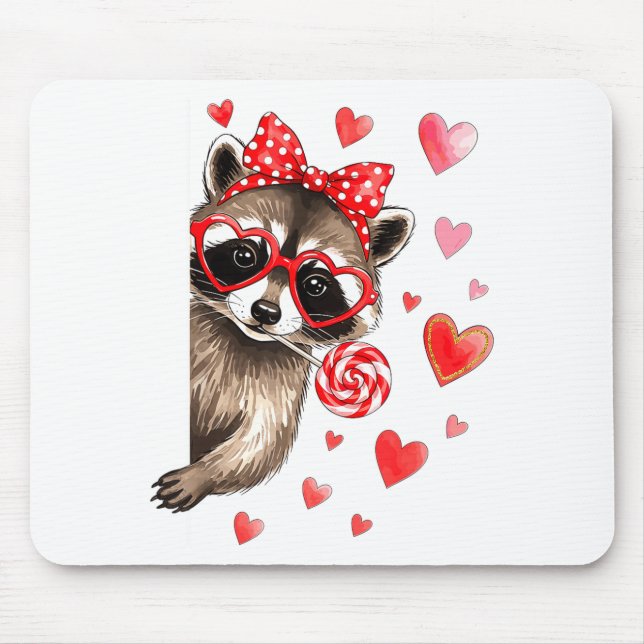 Alfombrilla De Ratón Funny Feral Raccoon Valentine's Day Sarcastic Humo (Frente)