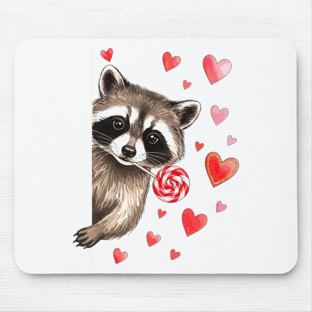 Alfombrilla De Ratón Funny Feral Raccoon Valentine's Day Sarcastic Humo (Frente)