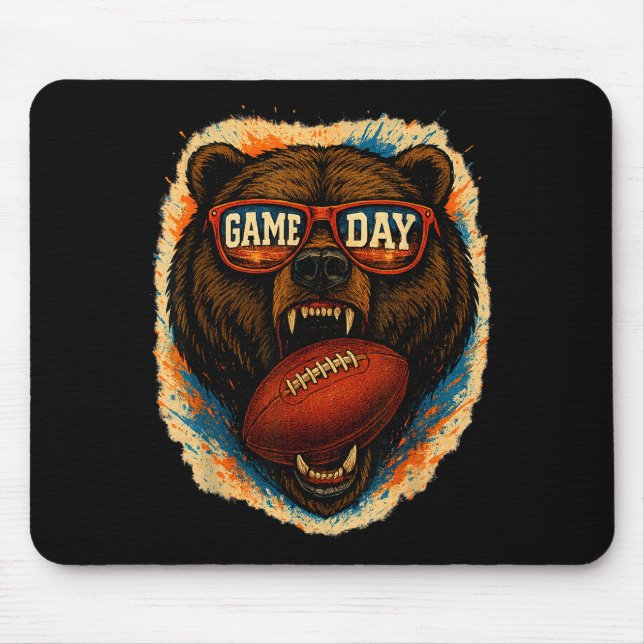 Alfombrilla De Ratón Funny Football Bear With Sungles, Game Day Bear  (Frente)