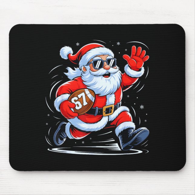 Alfombrilla De Ratón Funny Football Santa 67 Christmas Xmas Holiday Boy (Frente)