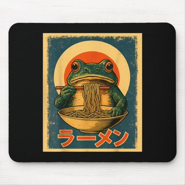 Alfombrilla De Ratón Funny Frog Ramen Kawaii Retro Japanese Rising Sun  (Frente)