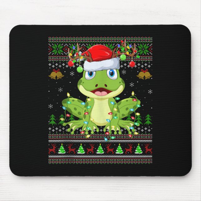 Alfombrilla De Ratón Funny Frog Ugly Christmas Sweaters Holiday Santa C (Frente)