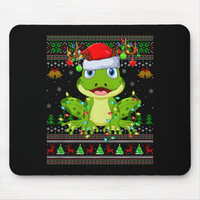 Alfombrilla De Ratón Funny Frog Ugly Christmas Sweaters Holiday Santa C (Frente)
