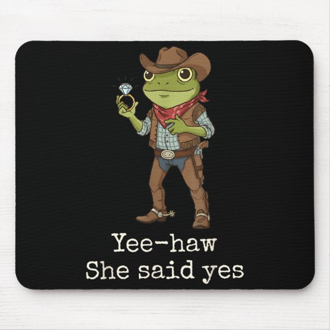 Alfombrilla De Ratón Funny Frog Western Engagement Matching Couples Tee (Frente)