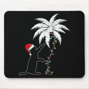 Alfombrilla De Ratón Funny Gato Negro Santa Hat Navidades Hawái En Ju