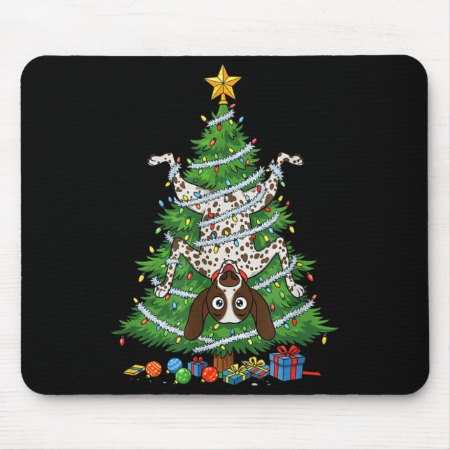 Alfombrilla De Ratón Funny German Shorthaired Inter Dog Christmas Tree  (Frente)