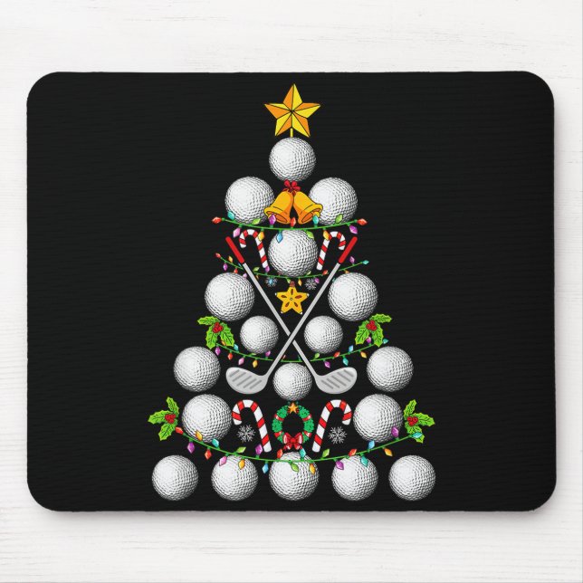 Alfombrilla De Ratón Funny Golf Ball Christmas Tree Christmas Golf Love (Frente)