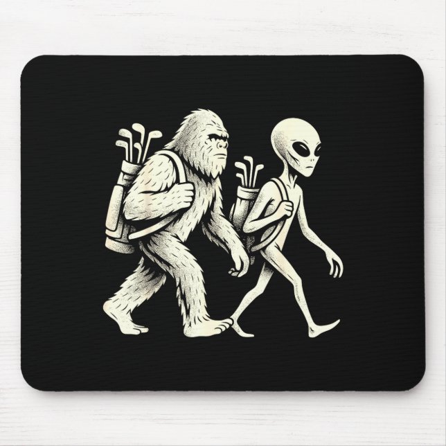 Alfombrilla De Ratón Funny Golf Bigfoot Sasquatch Alien Ufo Golfer  (Frente)