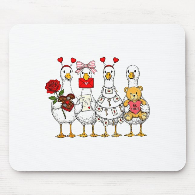 Alfombrilla De Ratón Funny Goose Happy Valentine Goose Cute Heart Lover (Frente)