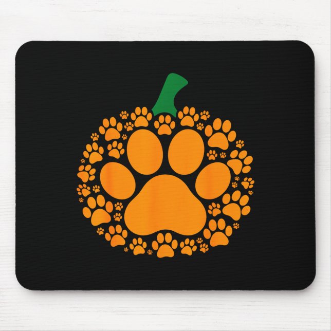 Alfombrilla De Ratón Funny Halloween Pumpkin Paw Print Dog Lover Cat  (Frente)