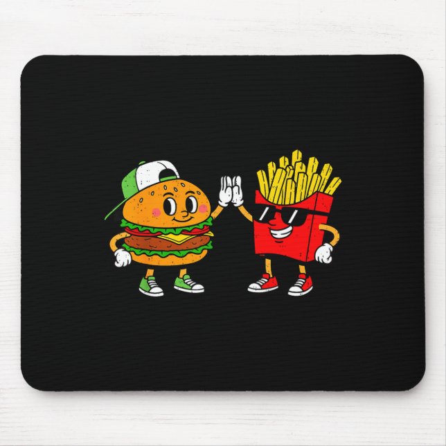 Alfombrilla De Ratón Funny Hamburger French Fries Combo Snacks Fast Foo (Frente)