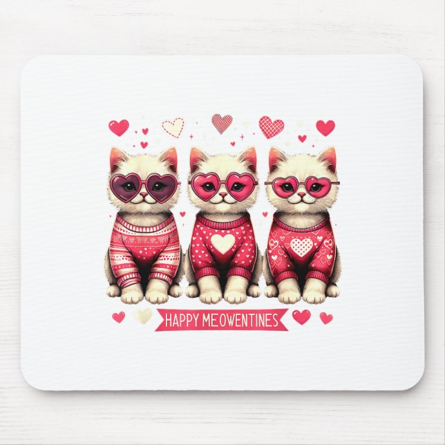 Alfombrilla De Ratón Funny Happy Meowentines Cute Valentine Cats Love C (Frente)