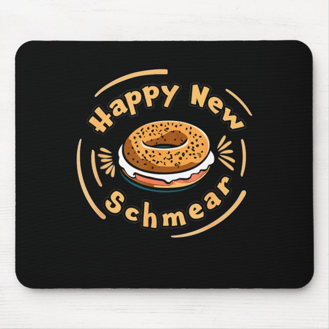 Alfombrilla De Ratón Funny Happy New Year Bagel &amp; Schmear Jewish Br (Frente)