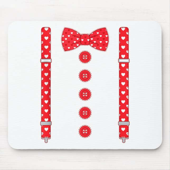 Alfombrilla De Ratón Funny Hearts Bow Tie Suspenders Valentine's Day Co (Frente)