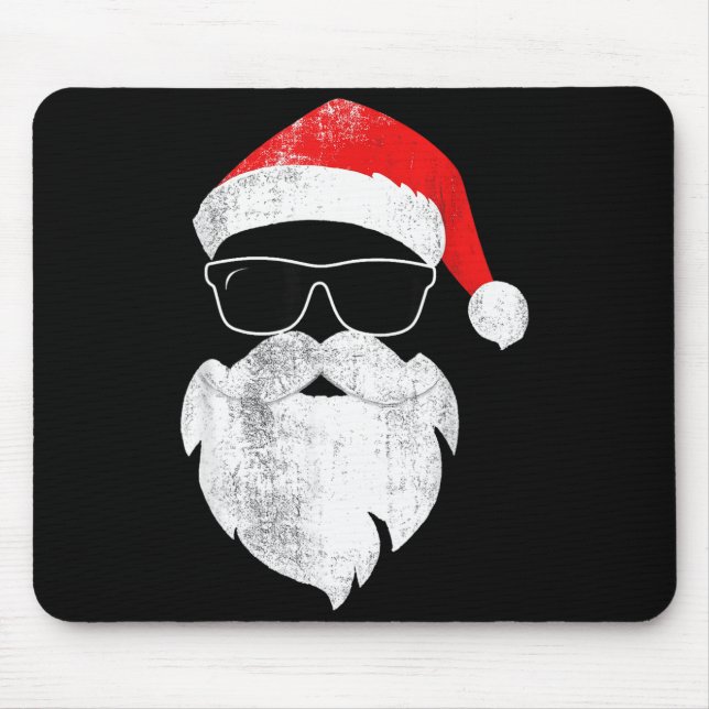 Alfombrilla De Ratón Funny Hipster Santa Face With Hat Beard &amp; Gles (Frente)