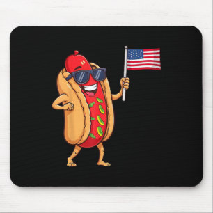 Alfombrilla De Ratón Funny Hotdog Patriótico Bandera Estadounidense 4 D