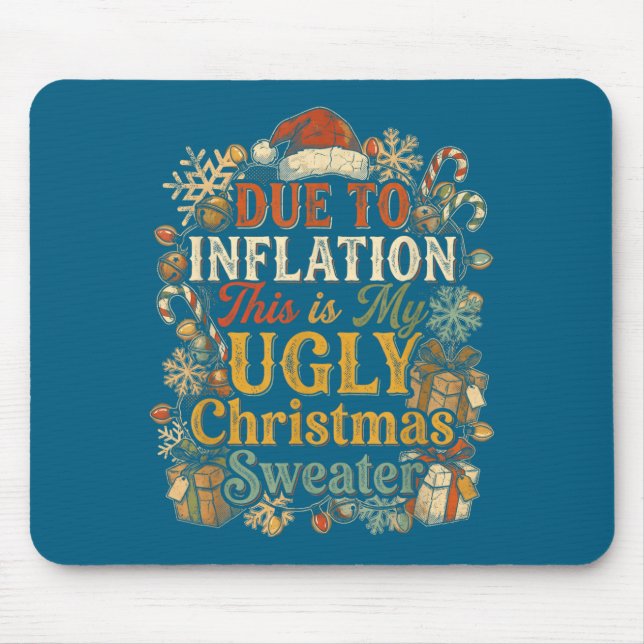 Alfombrilla De Ratón Funny Inflation Ugly Christmas Sweater Retro Vinta (Frente)