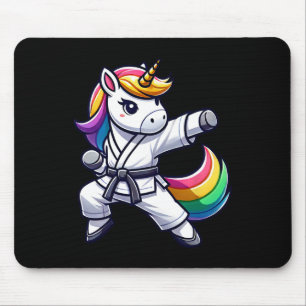 Alfombrilla De Ratón Funny Karate Unicorn Atleta Black Belt Bots Chicas