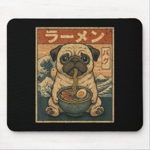 Alfombrilla De Ratón Funny Kawaii Ramen Pug Noodles Japoneses Comer Pug