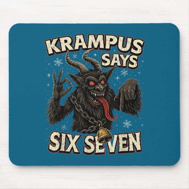 Alfombrilla De Ratón Funny Krampus Says Six Seven 6 7 Meme Christmas Ho (Frente)