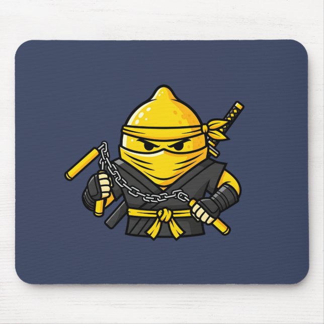 Alfombrilla De Ratón Funny Lemon Shinobi Ninja Nunchucks Illustration (Frente)