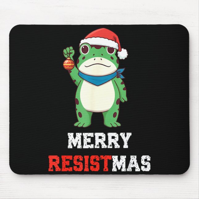 Alfombrilla De Ratón Funny Litical Frog Christmas Merry Resistmas 2025  (Frente)