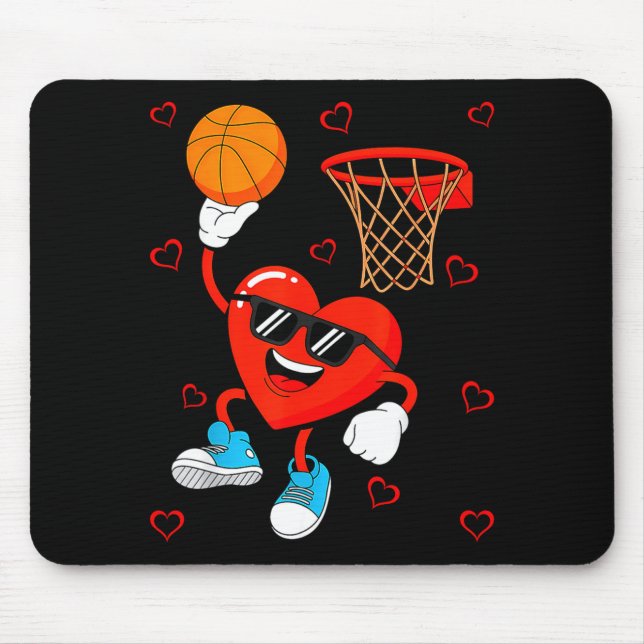Alfombrilla De Ratón Funny Love Basketball Heart Shape Happy Valentine' (Frente)