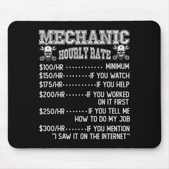 Alfombrilla De Ratón Funny Mechanic Hourly Rate Joke Design  (Frente)