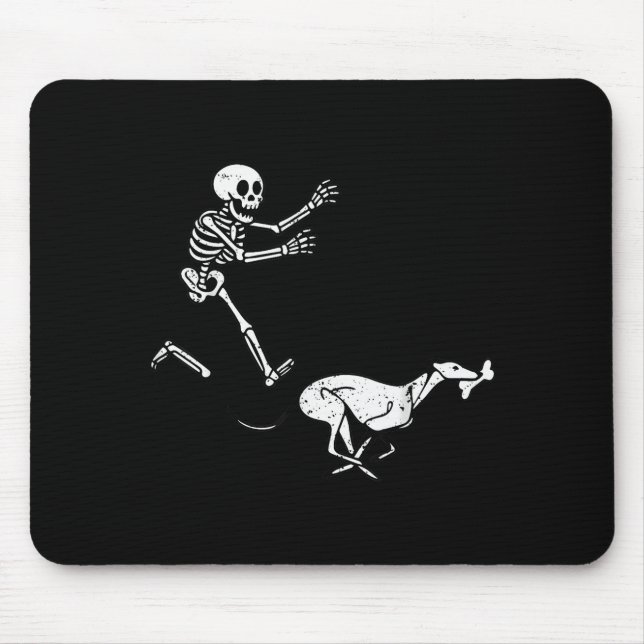 Alfombrilla De Ratón Funny Meme Greyhound Running Skeleton Halloween  (Frente)