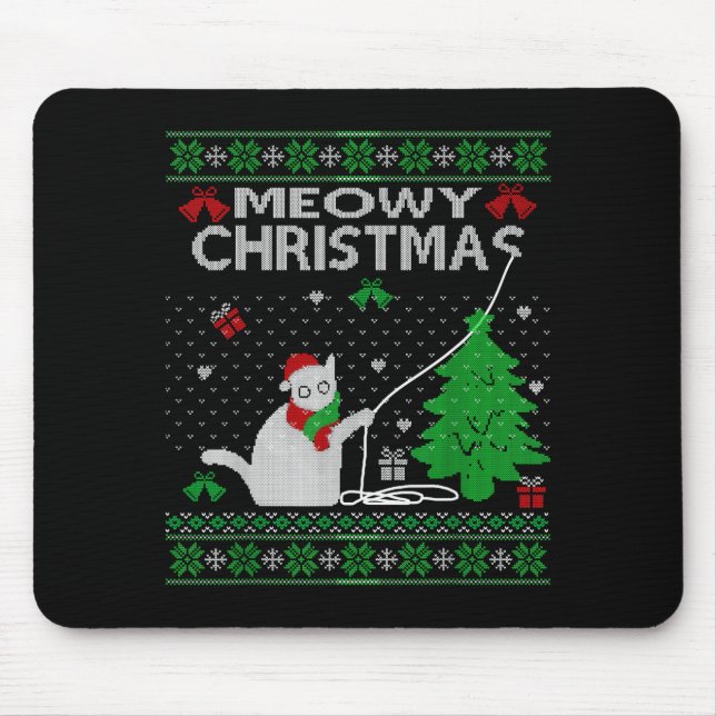 Alfombrilla De Ratón Funny Meowy Christmas Cats Xmas Cute Cat Lover Ugl (Frente)