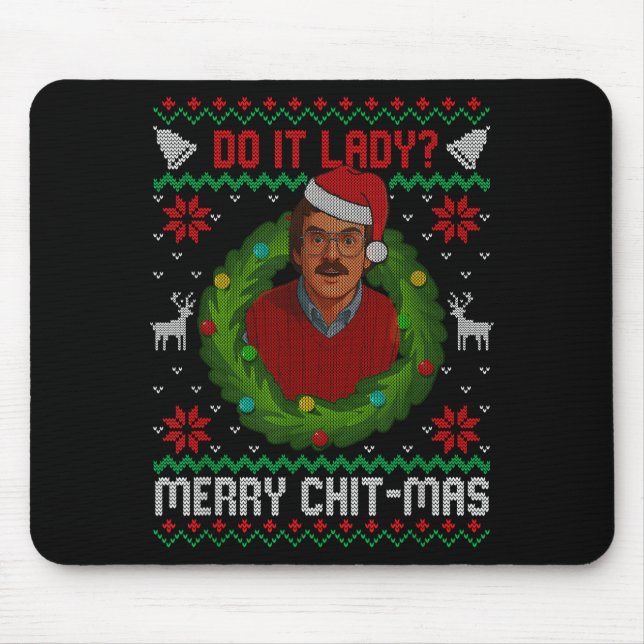 Alfombrilla De Ratón Funny Merry Chit-mas Ugly Christmas Sweater  (Frente)