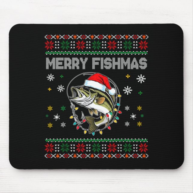 Alfombrilla De Ratón Funny Merry Fishmas B Fishing Christmas Ugly Sweat (Frente)