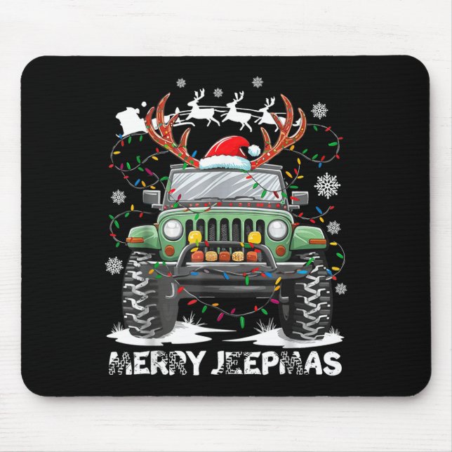 Alfombrilla De Ratón Funny Merry Jeepmas Ugly Light Reindeer Christmas  (Frente)
