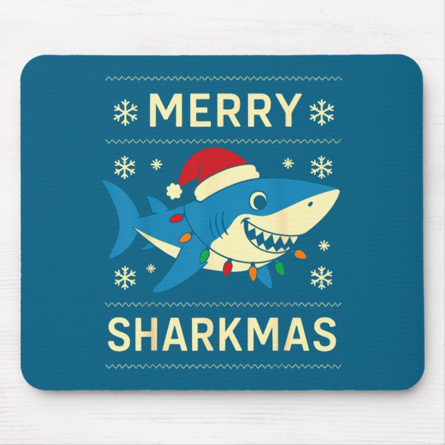 Alfombrilla De Ratón Funny Merry Sharkmas Christmas Shark Humor  (Frente)