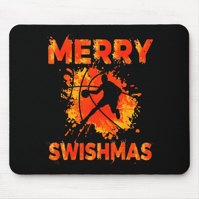 Alfombrilla De Ratón Funny Merry Swishmas Ugly Christmas Basketball Pla (Frente)