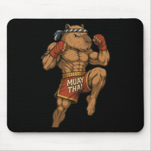 Alfombrilla De Ratón Funny Muay Thai Capybara Artes marciales de boxeo