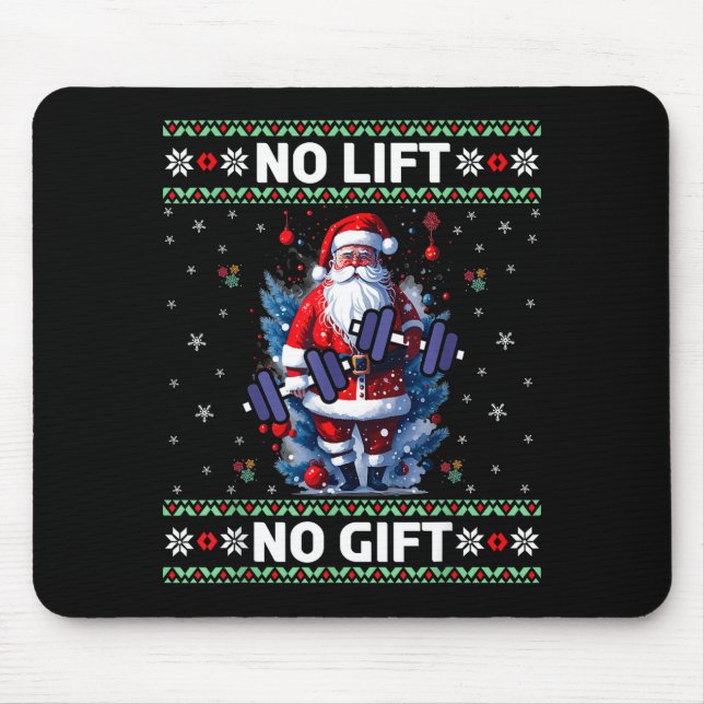 Alfombrilla De Ratón Funny Muscle Santa Lifting Ugly Christmas Sweater  (Frente)