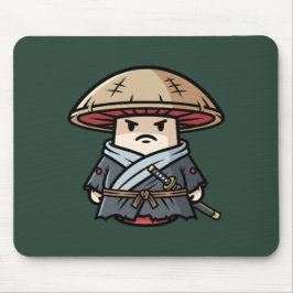 Alfombrilla De Ratón Funny Mushroom Ronin Wandering Samurai Illustratio